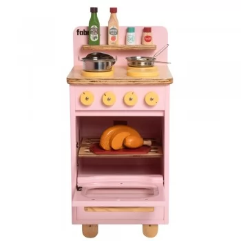 Fogão Infantil de Madeira Rosa Fabrink