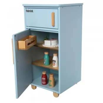 Geladeira Infantil Azul de Madeira Fabrink Cozinha Criativa