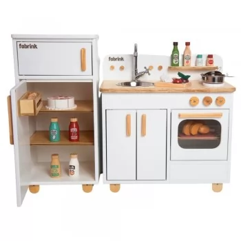 Cozinha Infantil Completa com Geladeira Branca Fabrink