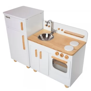 Cozinha Infantil Completa com Geladeira Branca Fabrink
