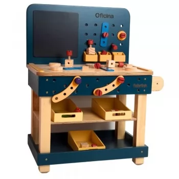 Oficina Infantil de Madeira Azul Petróleo Fabrink