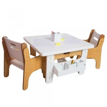 Jogo de Mesa Infantil com Duas Cadeiras Brancas de Madeira Fabrink